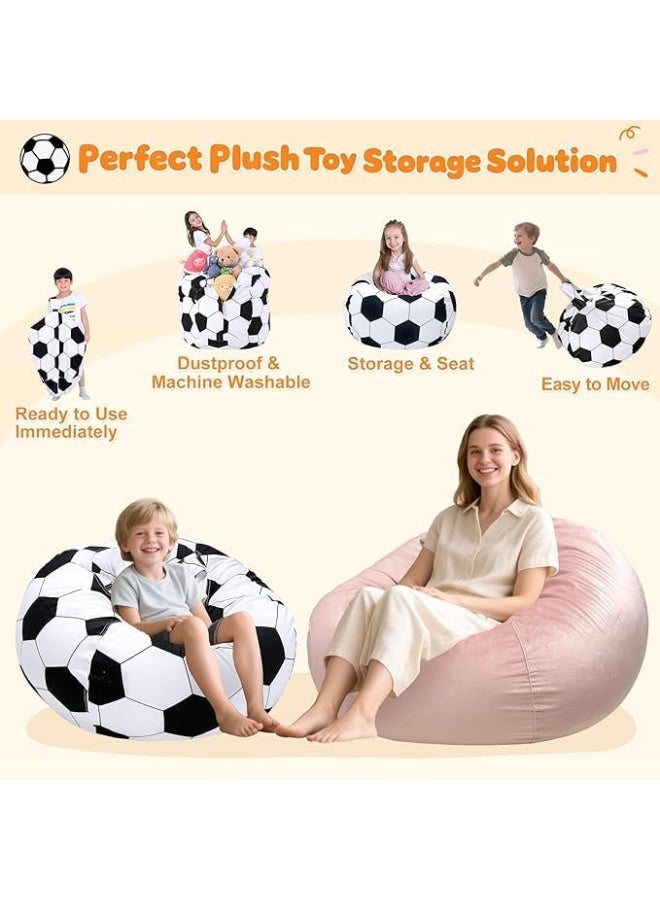 Arabest 18IN / 46CM Soccer Football Stuffed Animal Storage Bean Bag Chair Cover, Premium Velvet Organizer with Zipper Holds 60+ Toys, Washable Kids Room Decor for Toddler Toy Storage Organizer - Image 3